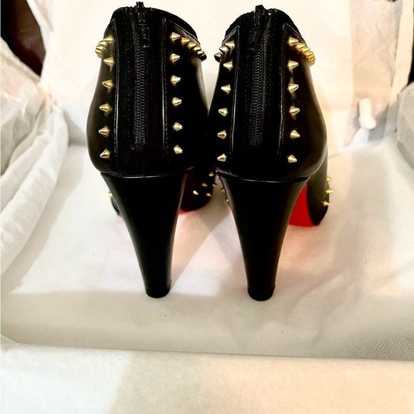 Christian Louboutin Carapachoc 100 Spike blk kid Lthr Peeptoe Ankle Boots EU38.5 - Picture 7 of 12